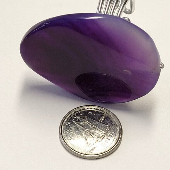 Purple Agate Ring Adjustable Band Handmade Semi Precious Ring - Picture 4 of 7